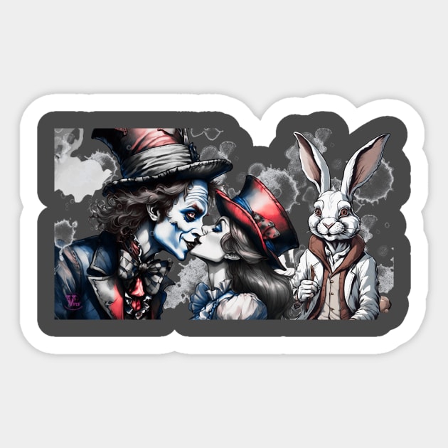 Mad Hatter kisses Alice Sticker by Viper Unconvetional Concept